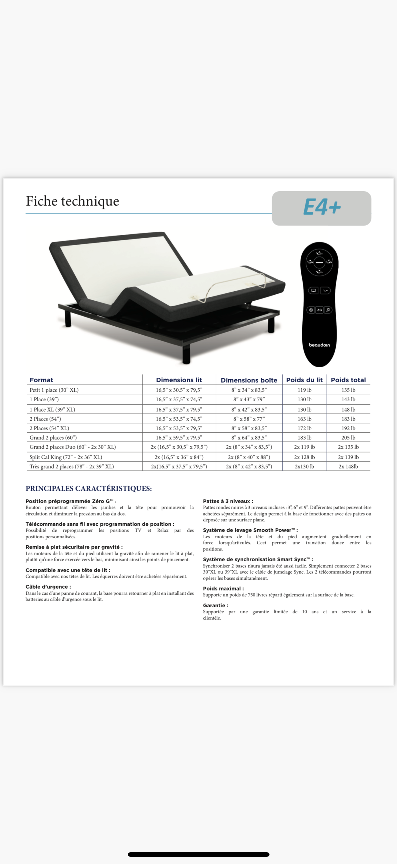 Lits ajustable e4+