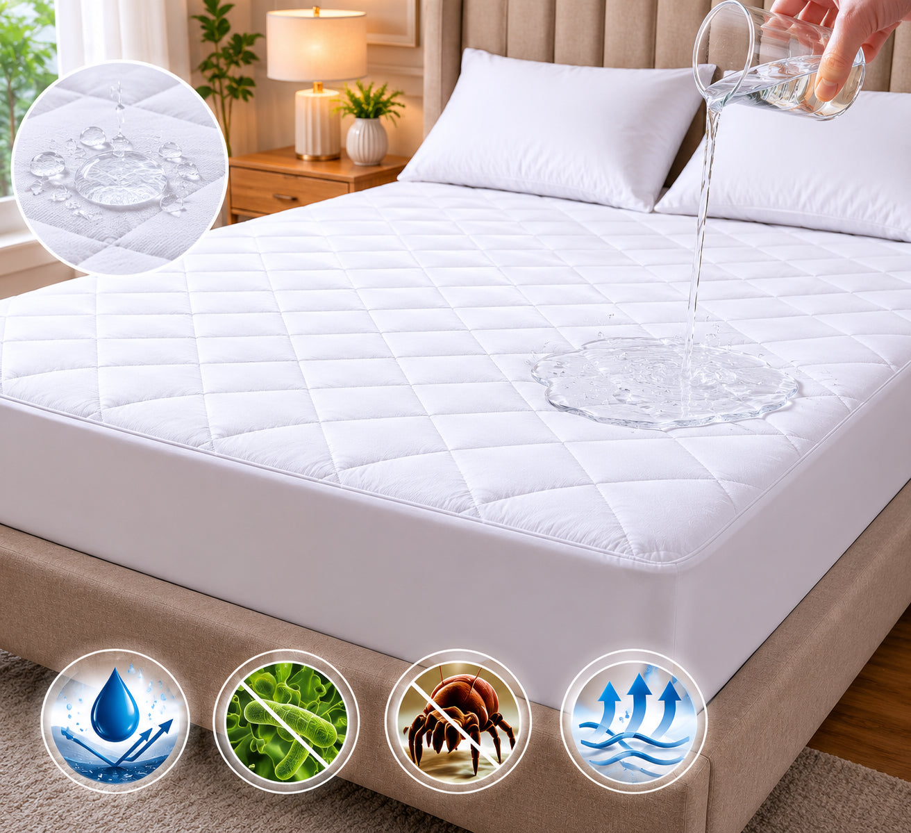 Couvre-matelas piqué 100 % imperméable